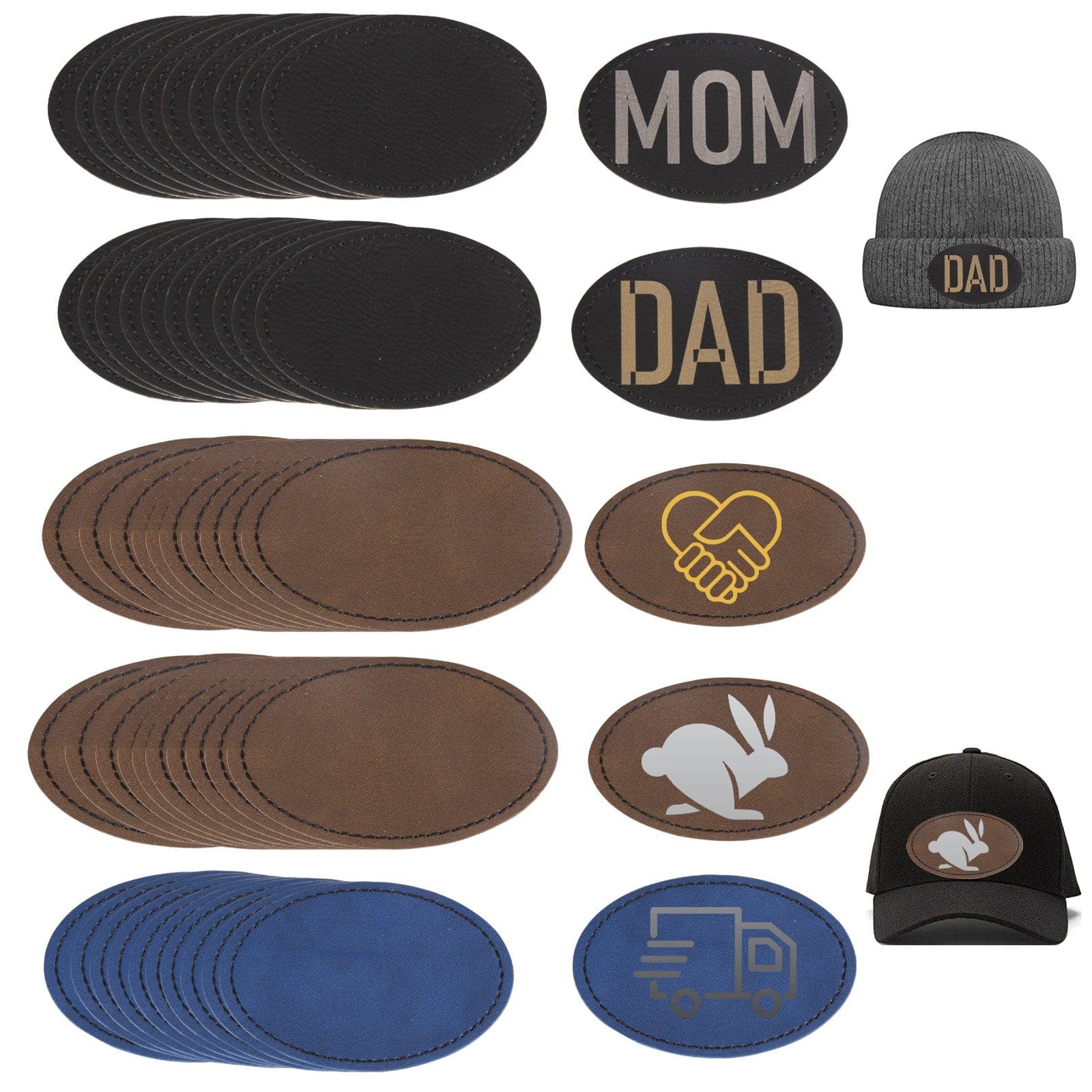 Leather patch logo engraving and cutting for baseball cap - Made