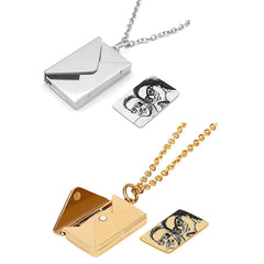 2 PACKS Gold + Silver Couple Envelope Necklace