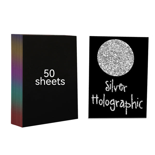 50 Sheets A4 Laser Silver Scratch Paper Crafts Scratch Art Painting Drawing Paper for Kids Gift