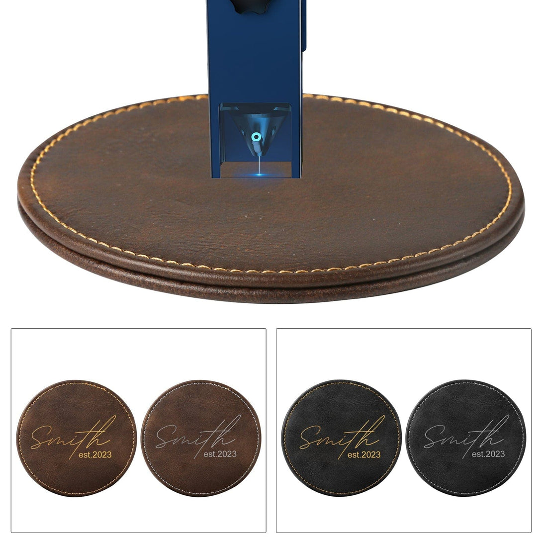 6-Pack Double Leather Round Coasters