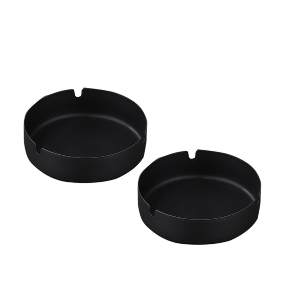 2pcs Stainless Steel Ashtray Tabletop Round Ash Tray Cigarette Cigar Holder Storage Box