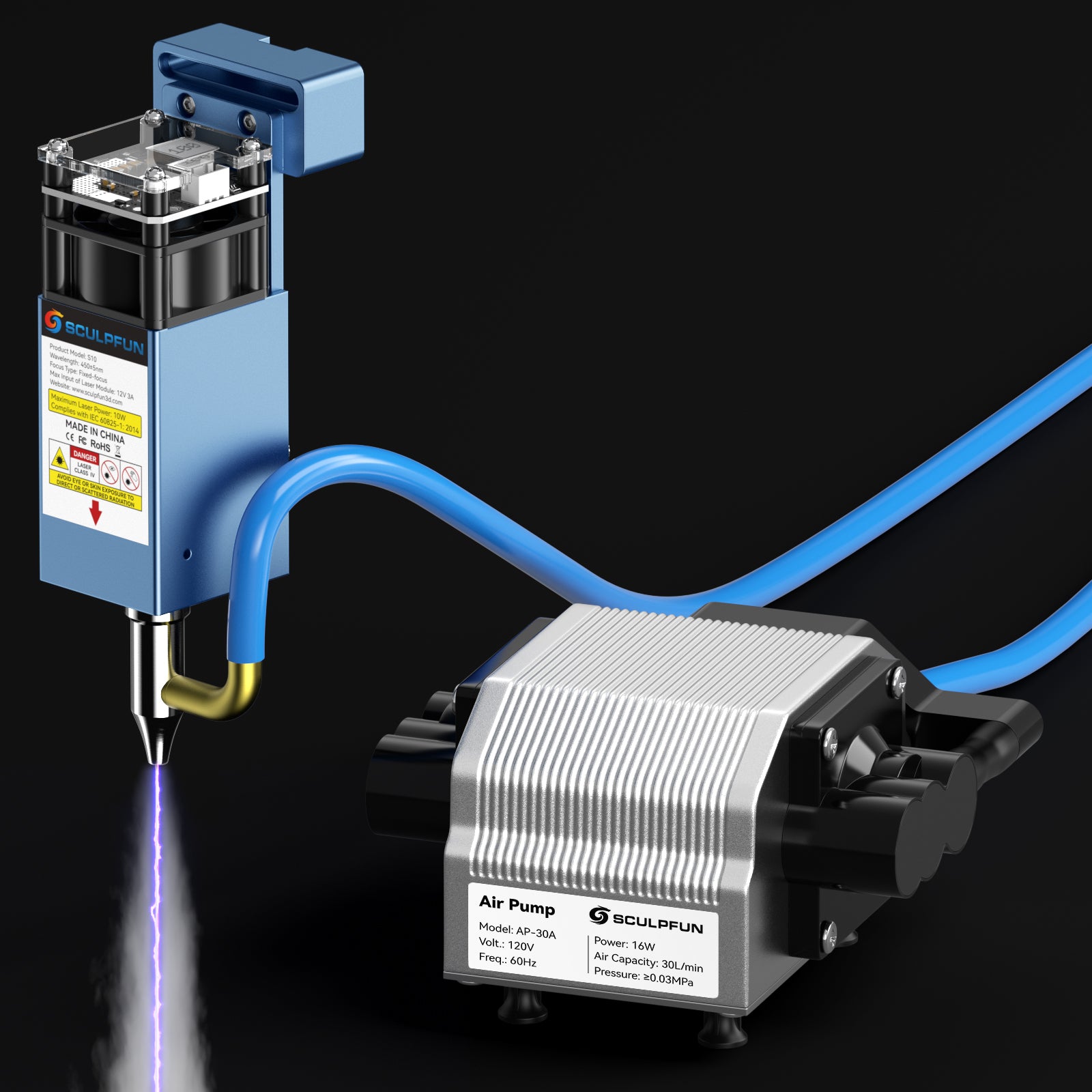 SCULPFUN 30L/Min Air Pump Air Compressor for Laser Engraving Machine